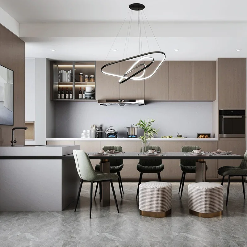 Customized High-End Kitchen Cabinets Sink Faucet Complete Furniture for Apartments-Includes Backsplash Drawer Slide Accessories