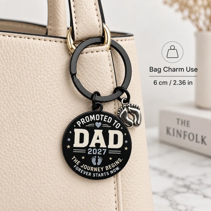 Promoted To Dad 2027 Keychain Feet Charm New Dad Pregnancy Gift