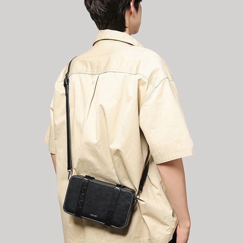 

Crossbody Bag PU Waterproof Fabric Lightweight Shoulder Sling Bag for Outing Date Camping Shopping Commute Couple's Bag Men Gift