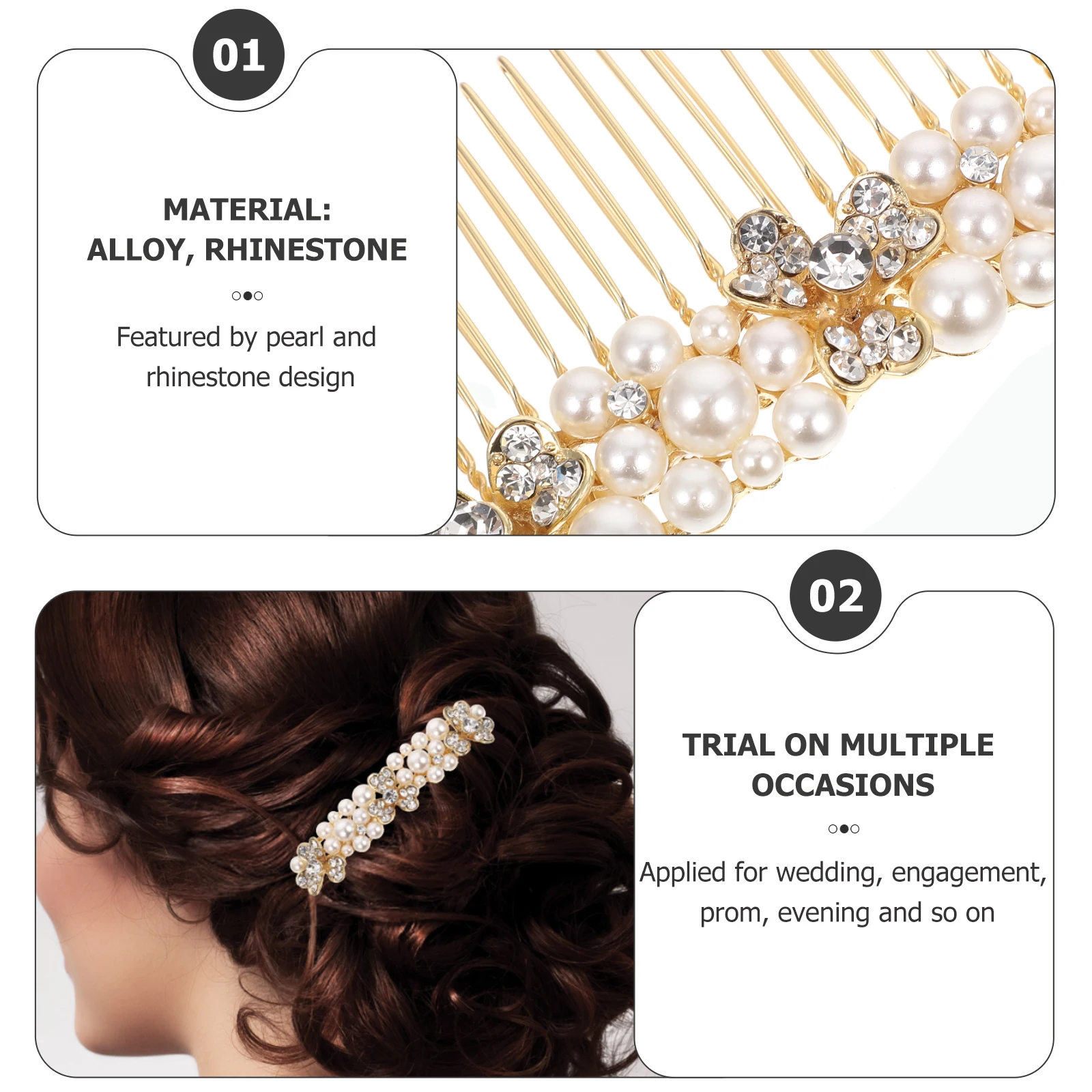 

1pcs Hair Comb Accessories Crystal Rhinestone Wedding Side Combs Bridal Alloy Ornaments For Brides Prom Evening Hairstyles