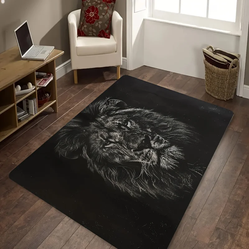 Majestic Lion High Definition Printed Non-Slip Floor Mat Washable Decorative Area Rug for Living Room Bedroom Kitchen Entrance