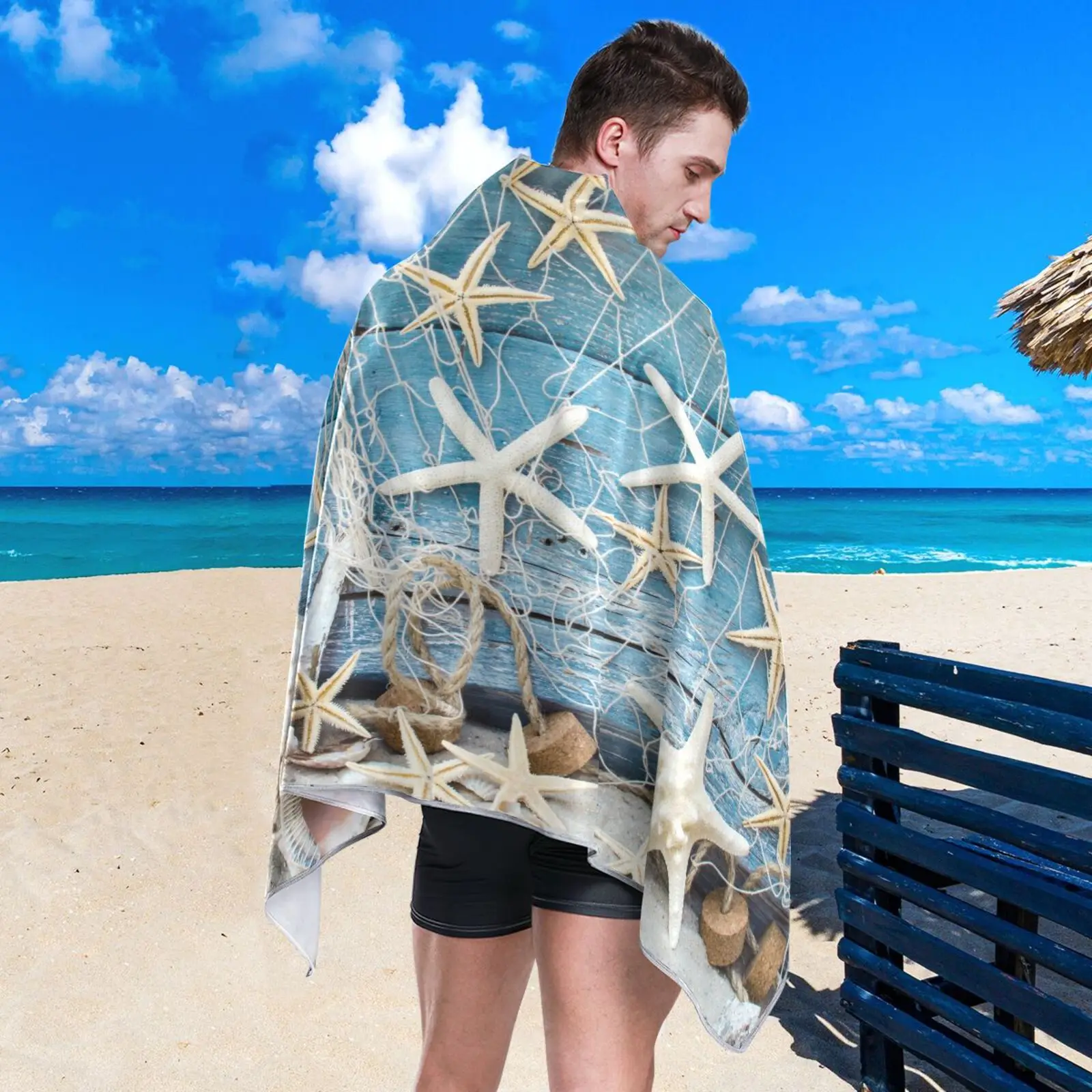 Ocean High quality polyester Beach Towel Starfish printSwimming Towel Lightweight Quick Drying Pool Towel Perfect For Men Women