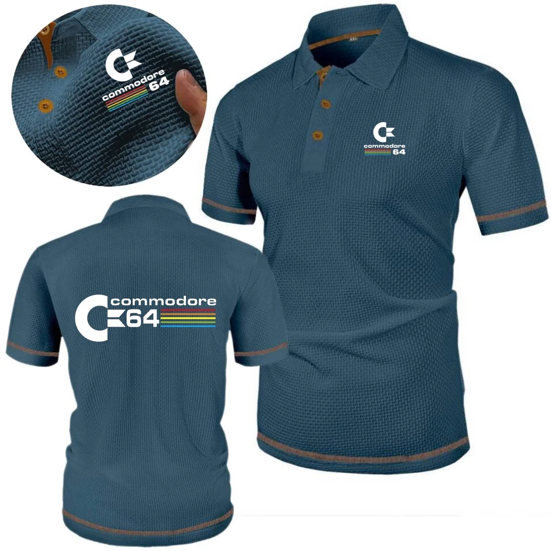 Commodore 64 Polo Shirt Summer Ice Silk Tshirt Comfortable Versatile Tee Tops Fashion Casual Youth C64 Amiga Computer Streetwear