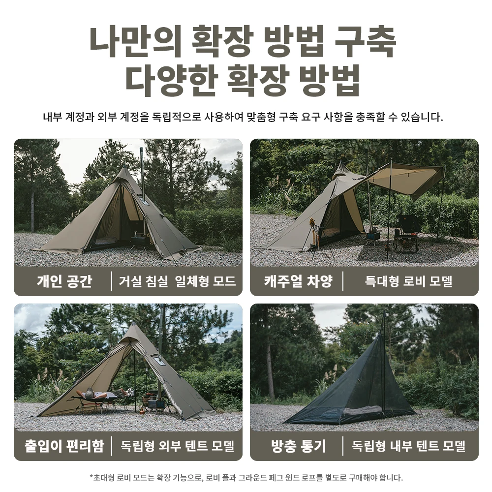 Naturehike Pyramid Tent Ranch Fire Tent Retardant Outdoor Camping Breathable Waterproof Fireproof Chimney Opening 1-2 Person