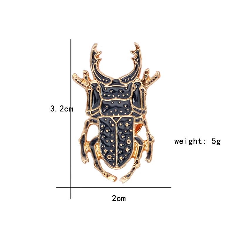 Fashion Beetle Insect Brooch Insect Black Beetle animal Enamel Insect Pin Backpack Lapel Badge Jewelry for Women Kids brosch