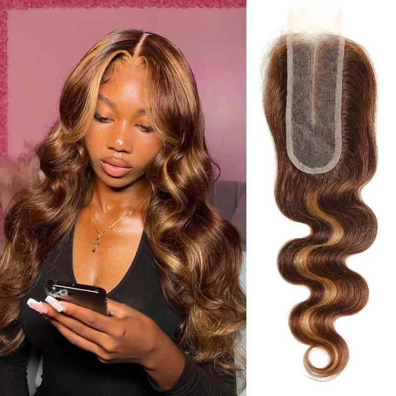 

Премиум P4/27 2x6 кружевная застежка объемная волна бразильские девственные волосы Remy глубокая часть 100% необработанные наращивание человеческих волос для женщин