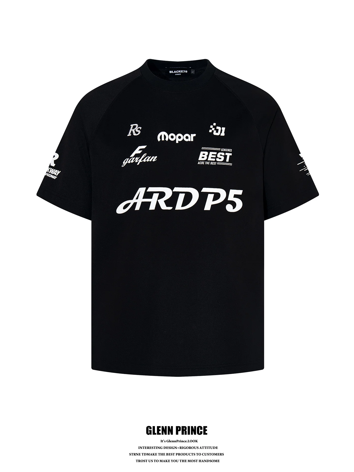 

Lightweight Sporty American Racing Style T-Shirt Men's Short Sleeve Shoulder Print Cotton Polyester Blend Summer Tee