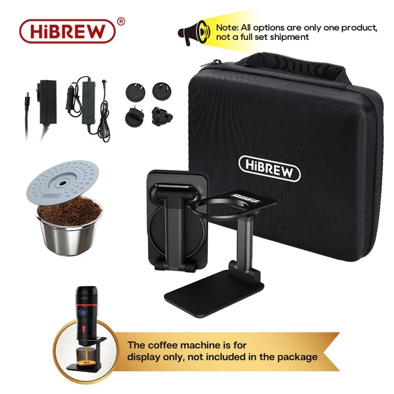 HiBREW-Adaptador de CA/CC, bolsa de viaje portátil, soporte para cafetera de coche, máquina de Espresso portátil