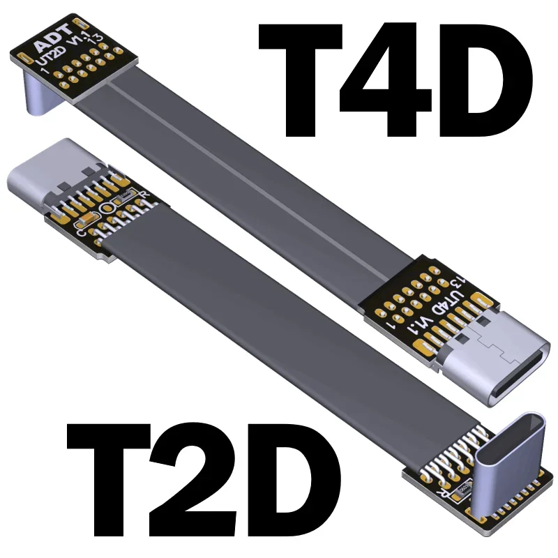 Curto preto ffc usb c fpv plano fino fita fpc cabo de carregamento usb 2.0 tipo-c 90 graus para USB-C 480m.bps