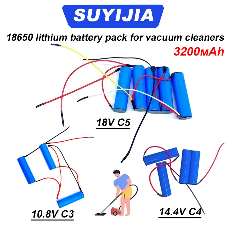 18V 14.4V 10.8V C5/C4/C3 18650 Rechargeable Lithium Battery Pack for Electrolux ZB2904X ZB3104 EL2050 Type for Vacuum Cleaners