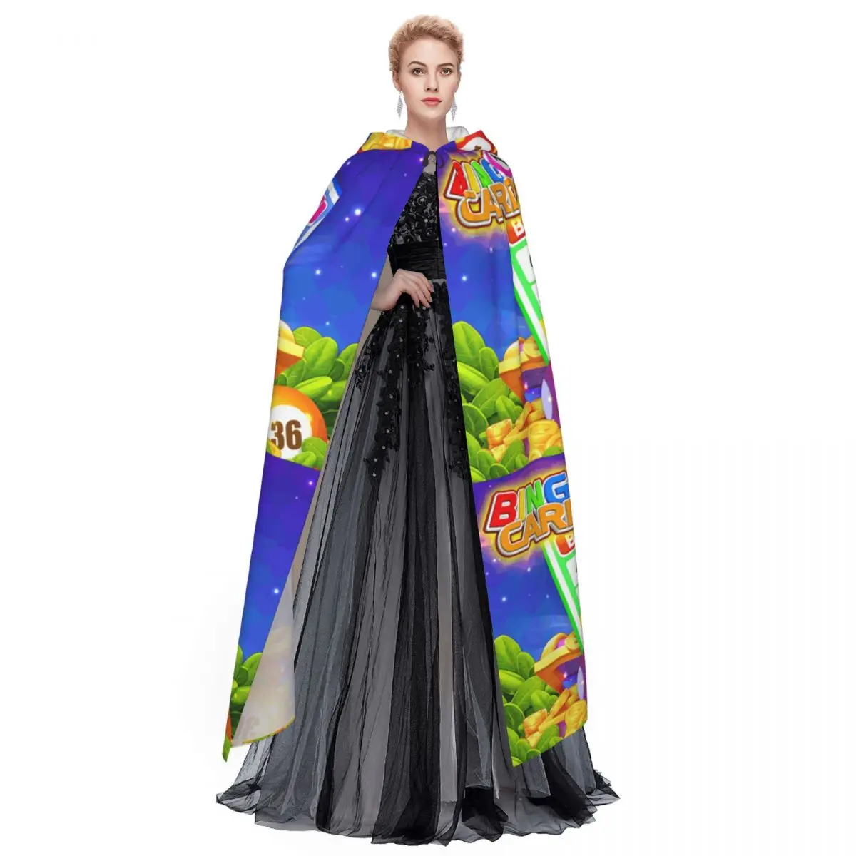 البنغو بطاقة وكرة طويلة مقنعين عباءة الساحرة القرون الوسطى زي تأثيري كيب هالوين مصاص دماء الكبار للجنسين