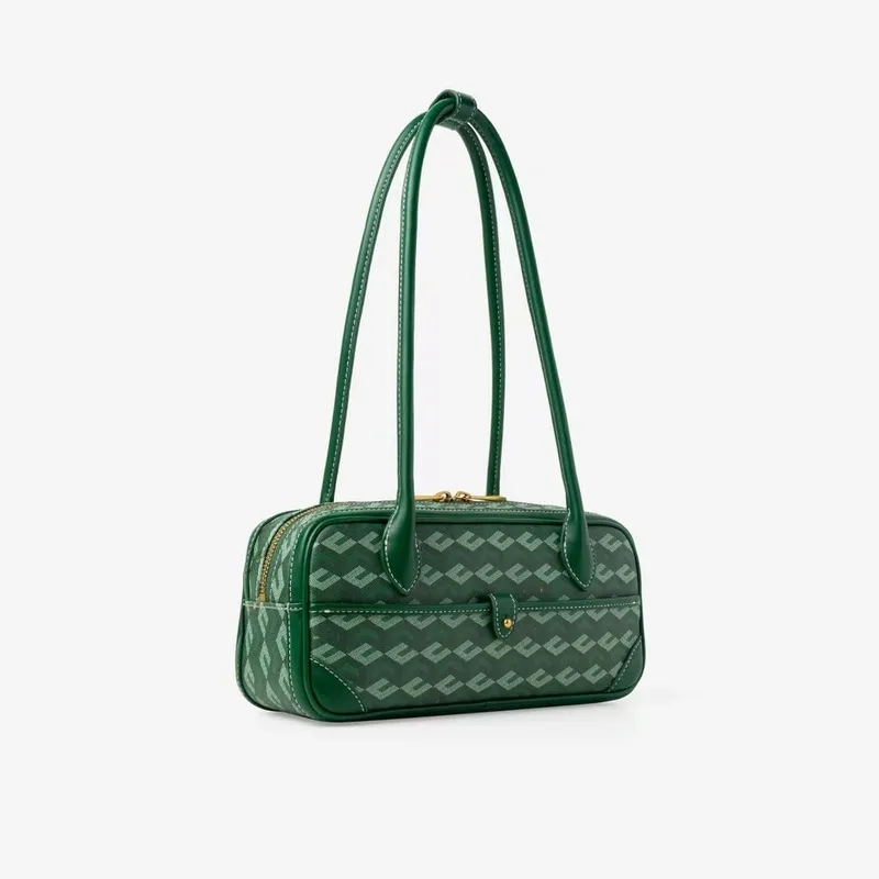Monogram Boston Bag Zip Top Geometric Underarm Women's Daily Shoulder Purse