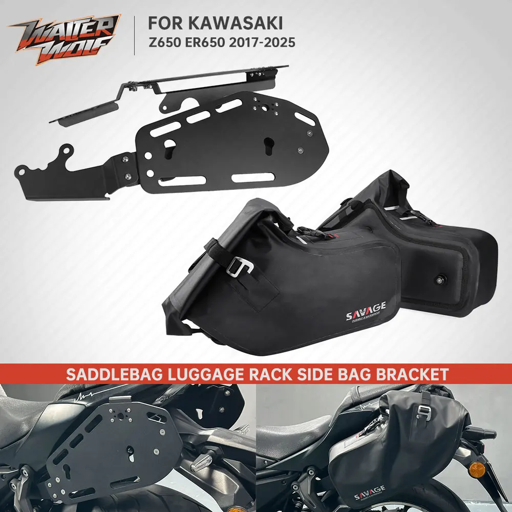 

Motorcycle Saddlebag Side Bag Mounting Bracket For Kawasaki Z650 ER650 Z 650 2017-2025 Storage Saddle Bags Luggage Rack Support