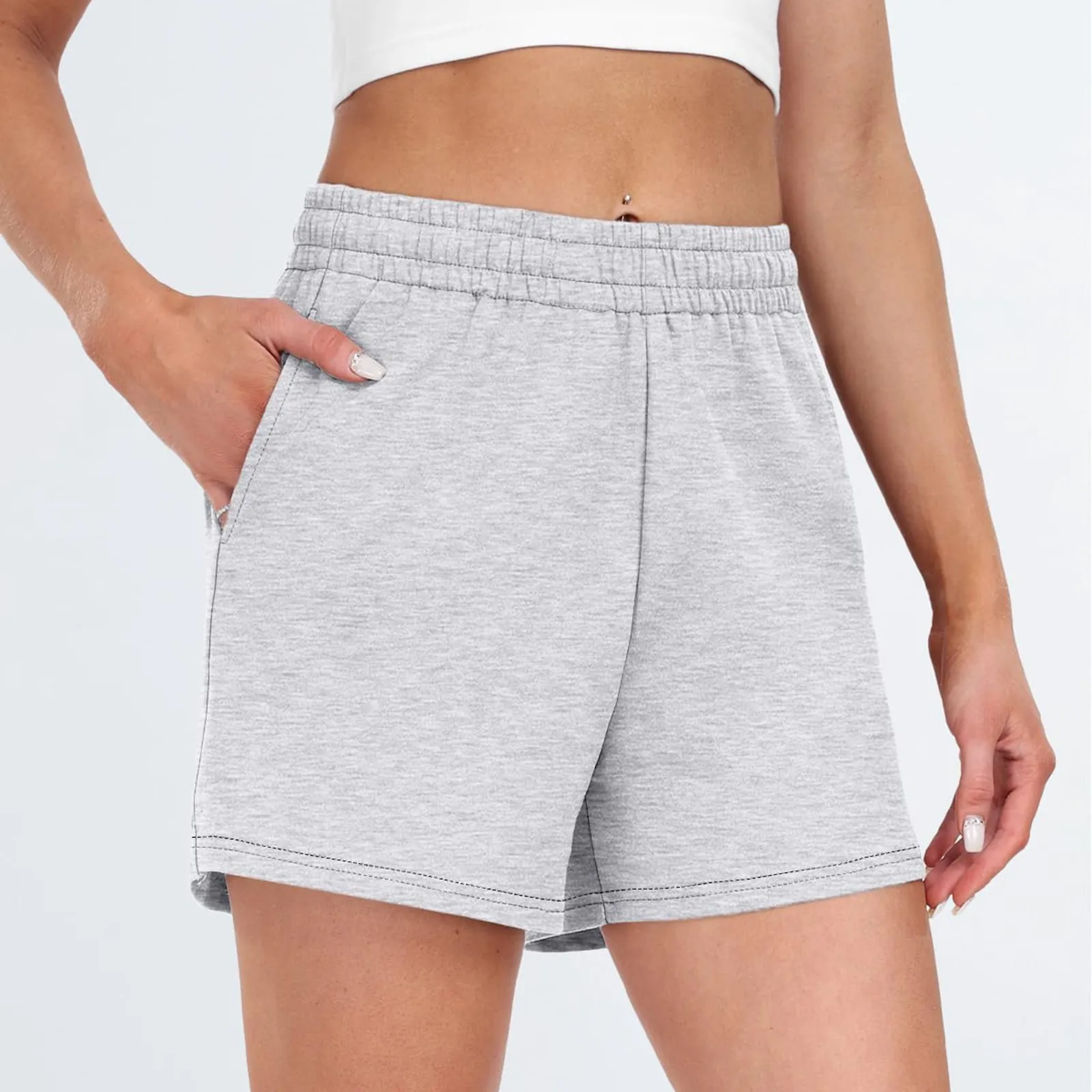 Short de sport décontracté pour femme, confortable et doux, élastique, taille haute, avec poches, été