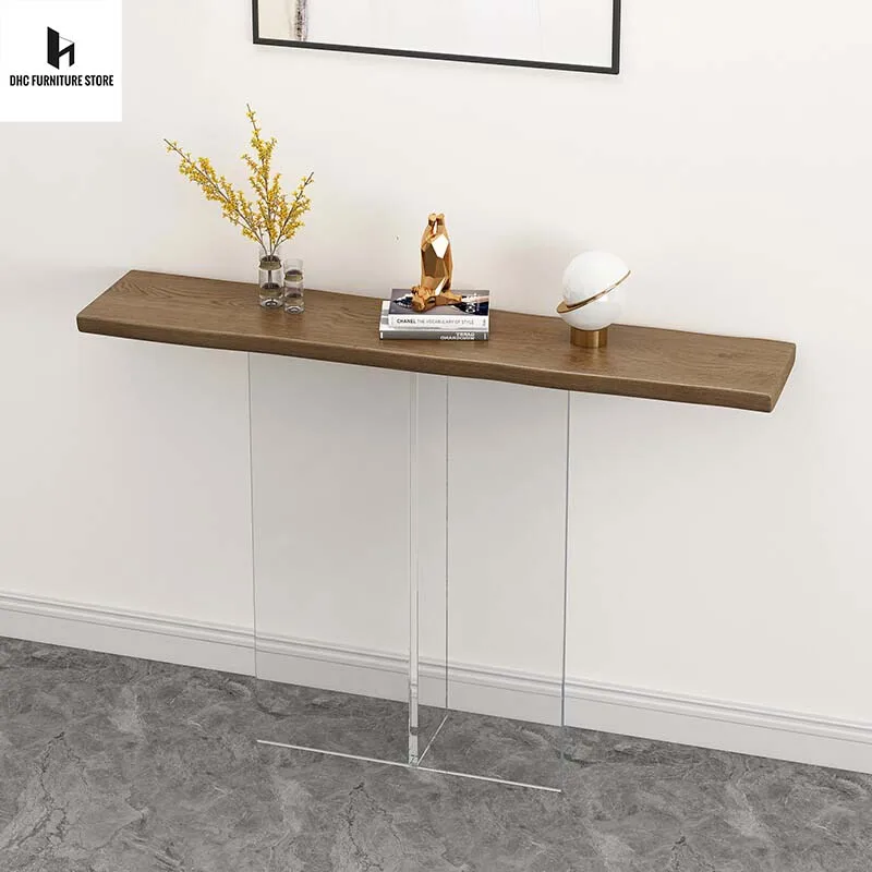 

Wooden Hall Console Table Acrylic Floating Entryway Table Top Narrow Hallway Tables for Entryway Front Hall Hallway Living Room