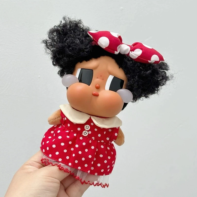 

Handmade Crybaby Replacement Clothes Red Polka Dot Princess Dress With Bow Collar Lace Hem 10-17cm Cotton Stuffed Dolls No Dolls