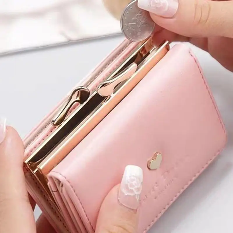 Women Wallet Loving Heart Short Women's Wallet Card Holder Girls Mini Woman Fashion Lady Coin Purse For Female Clutch Bag NEW