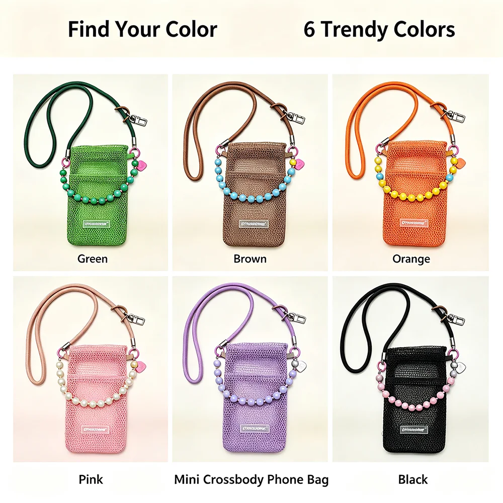 Colorful Braided Strap Mesh Crossbody Bag Small Size Lightweight Mini Phone Bag Candy Color Portable Mobile Phone Pouch view 5