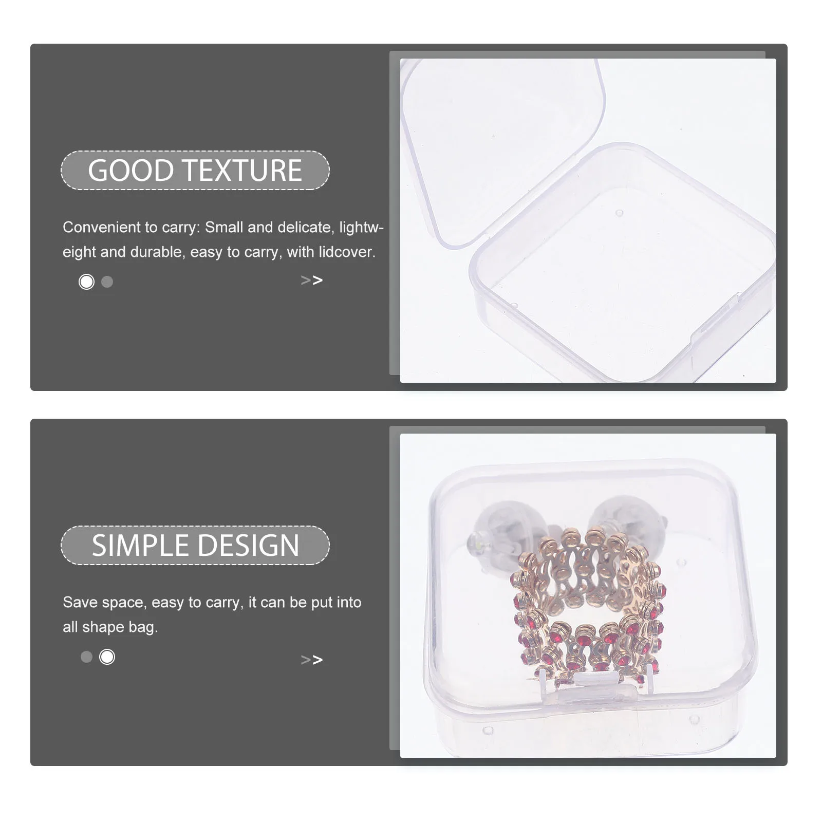 

30Pcs Transparent Jewelry Organizer Boxes Small Square Plastic Storage Containers Lid Dustproof for Crafts Pills