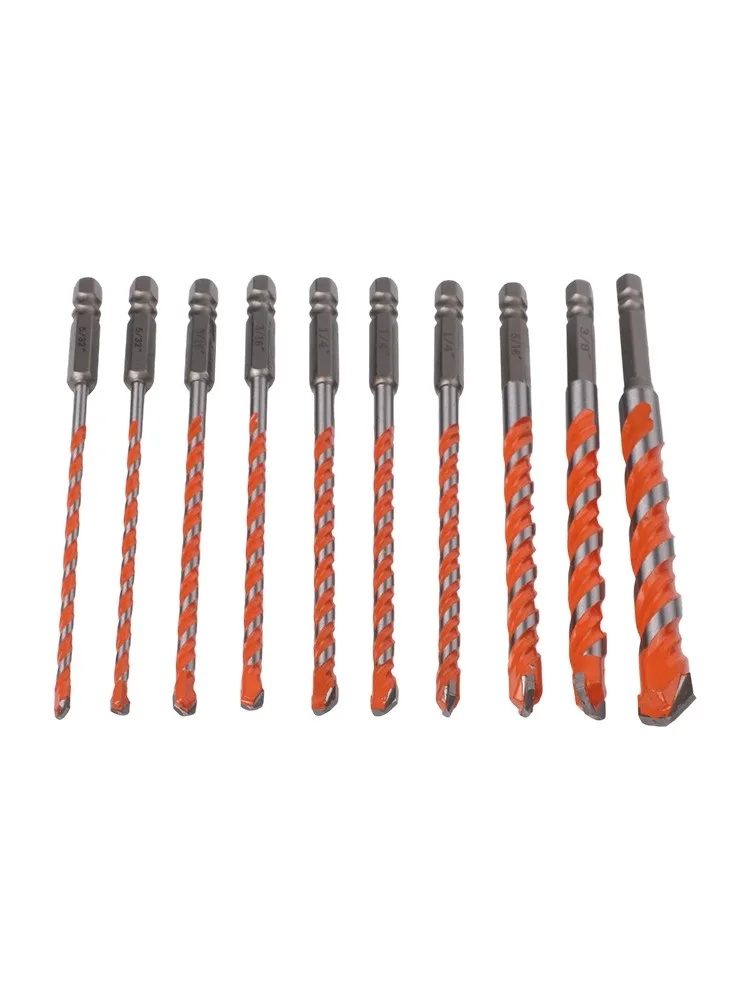 6mm 3pcs Carbide Drill Set Concrete Drill Bits 1 4\'\' Hex Shank 10-Piece Set Efficiency In Drilling Hammer Drilling