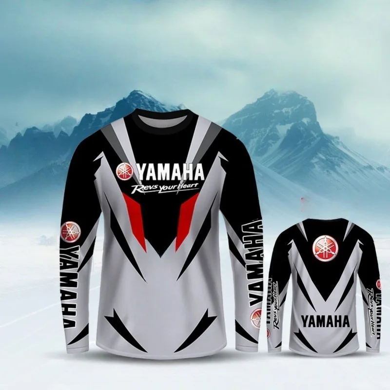 Hot Selling Yamaha Gray Long Sleeved T-shirt for Spring and Summer of 2026 Casual Motorcycle Riding Sportswear for Men and Women