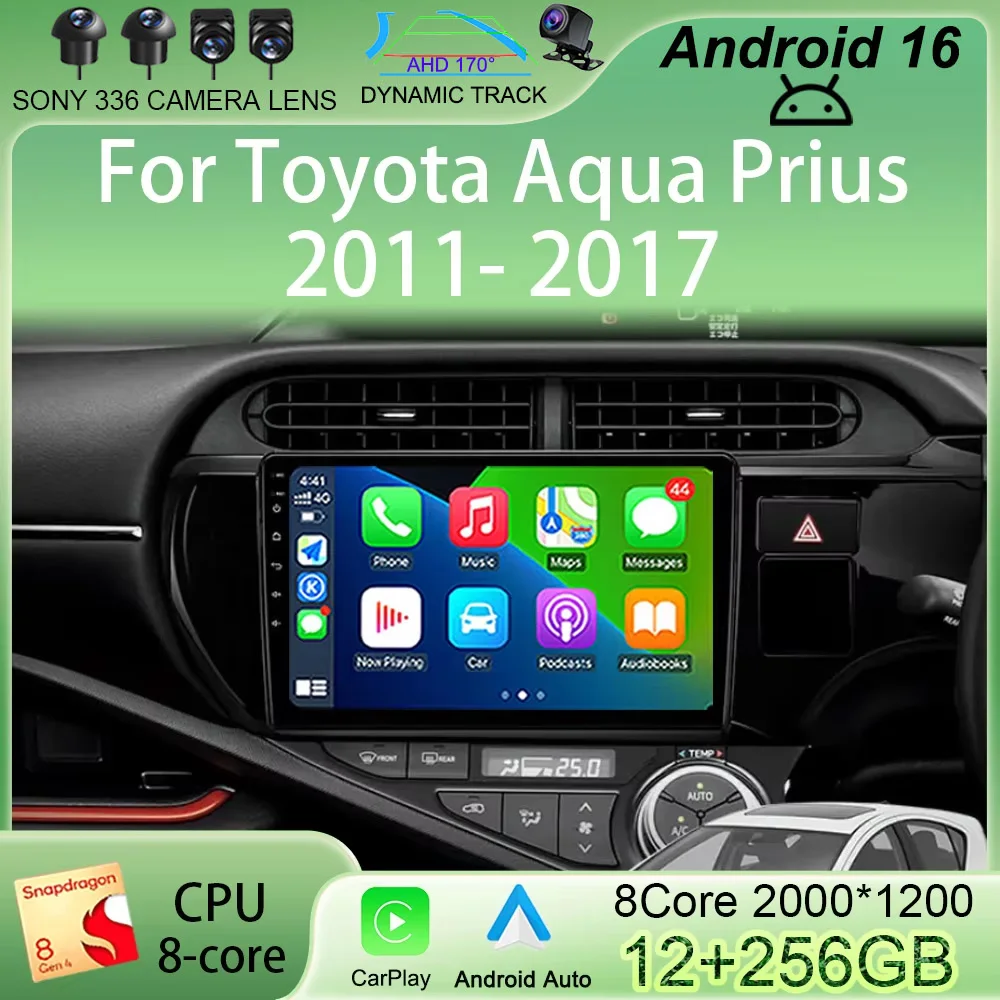 

Автомагнитола Android 16 с 4G WIFI, GPS-навигацией для Toyota Aqua Prius C 2011-2017, мультимедийный плеер 2DIN, Carplay, без DVD