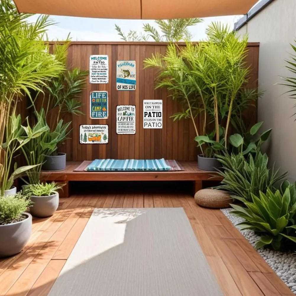 1 قطعة 8x12 بوصة خمر مضحك الصيد معدن القصدير تسجيل- "واحد غرامة صياد يعيش هنا مع صيد حياته" جدار الفن