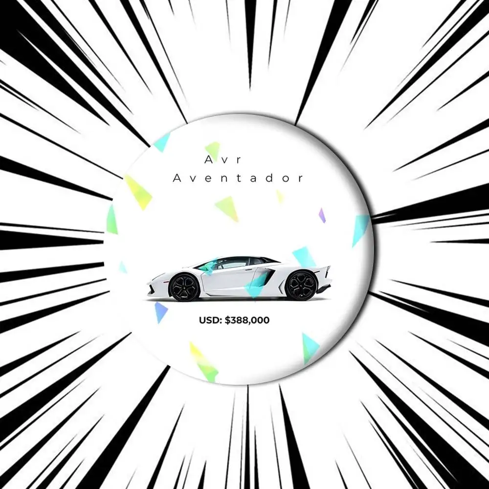 The V12 Bull L-Lambo U-Urus R-Revuelto  Customizable Brooch Pins, Personalized Badges With Broken Glass Design Fashion Accessory