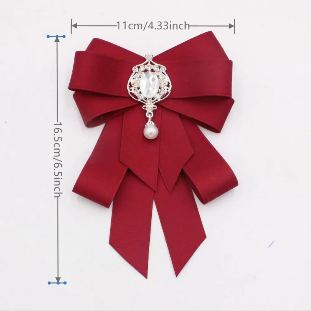 Luxury Ribbon Ribbon Bowtie Rhinestone Crystal Bow Tie Fabric Cloth Art Handmade Ribbon Bow Brooch For Men and Women