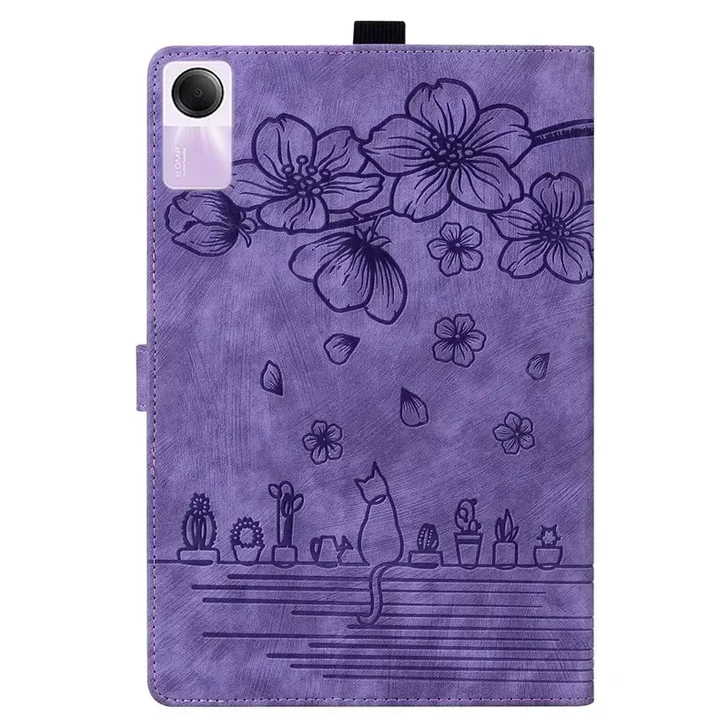 Tablet for Xiaomi Redmi Pad SE Case Cute Cat Flower Embossed Magnetic Shell Silicone Back for Xiaomi Redmi Pad SE 11 inch Cover