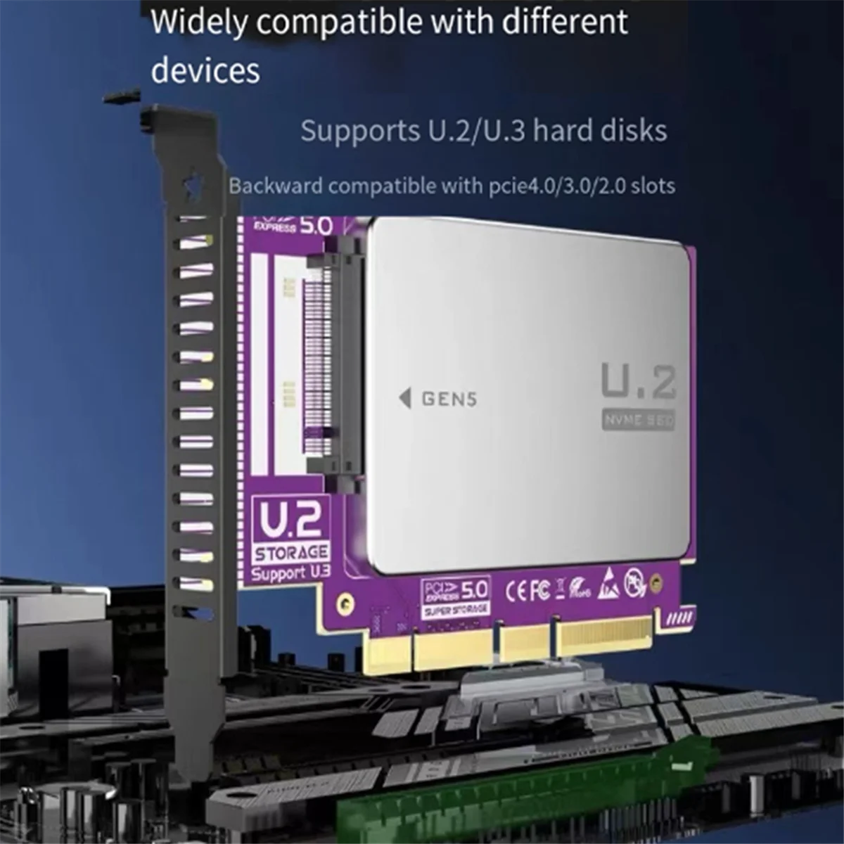 N18R PCIe 5.0 to U.2(SFF-8639) Adapter, 128Gbps GEN5 U.2 SSD to PCIE X4 X8 X16 Expansion Card for PCIe 4.0/3.0/2.0