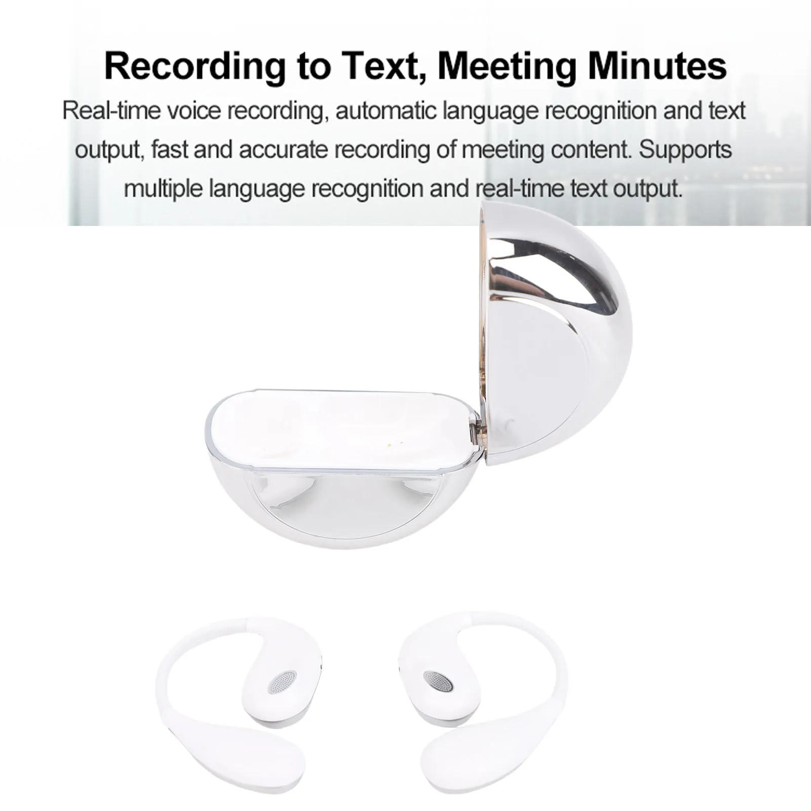 سماعات أذن للترجمة بالذكاء الاصطناعي 164 لغة في الوقت الحقيقي، تحكم باللمس، شاشة LED، سماعات بلوتوث لتعلم الأعمال والسفر