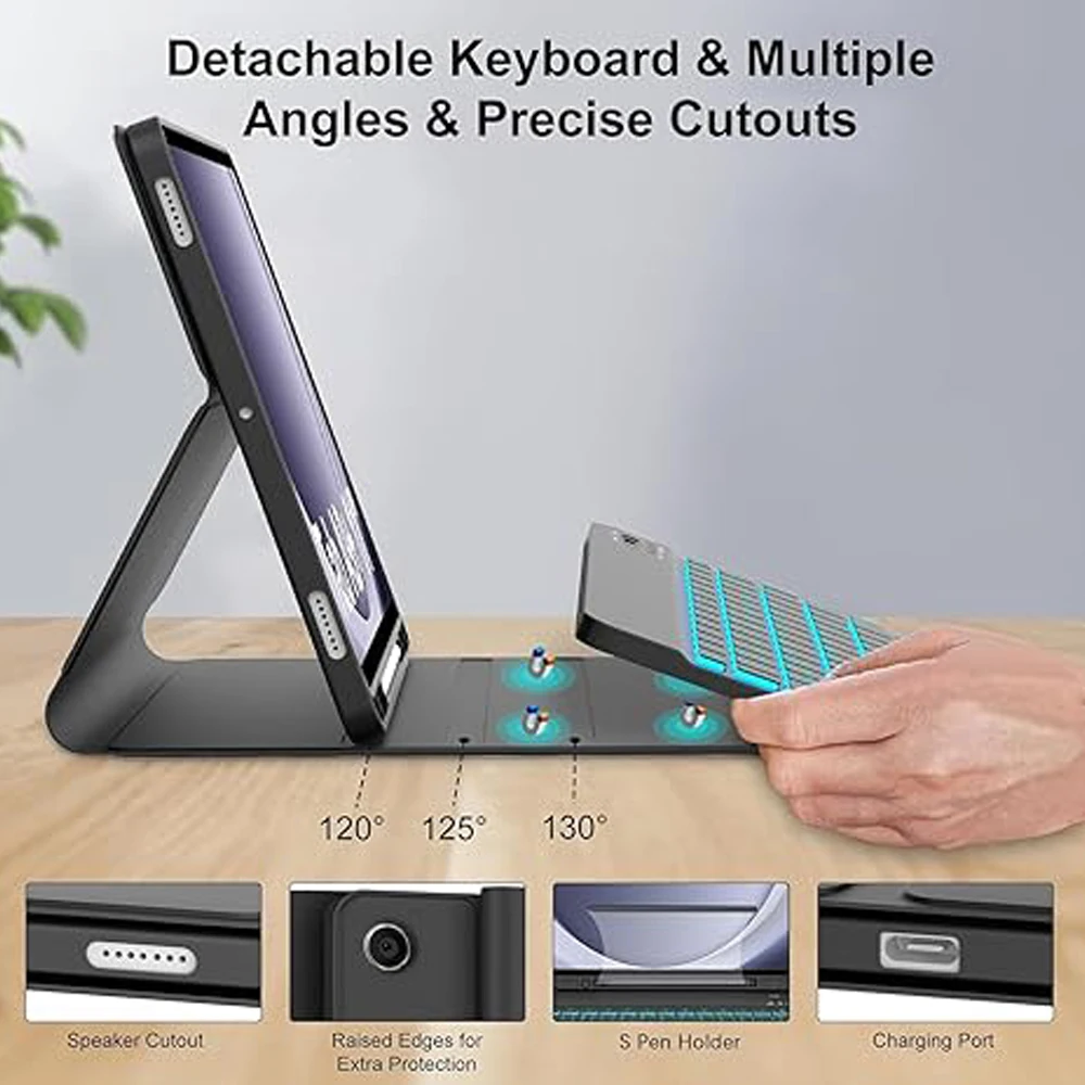 Case for Samsung Galaxy Tab A9 Plus 11inch Detachable Bluetooth Keyboard Case For Samsung Tab A9+ SM-X210N/X216/218