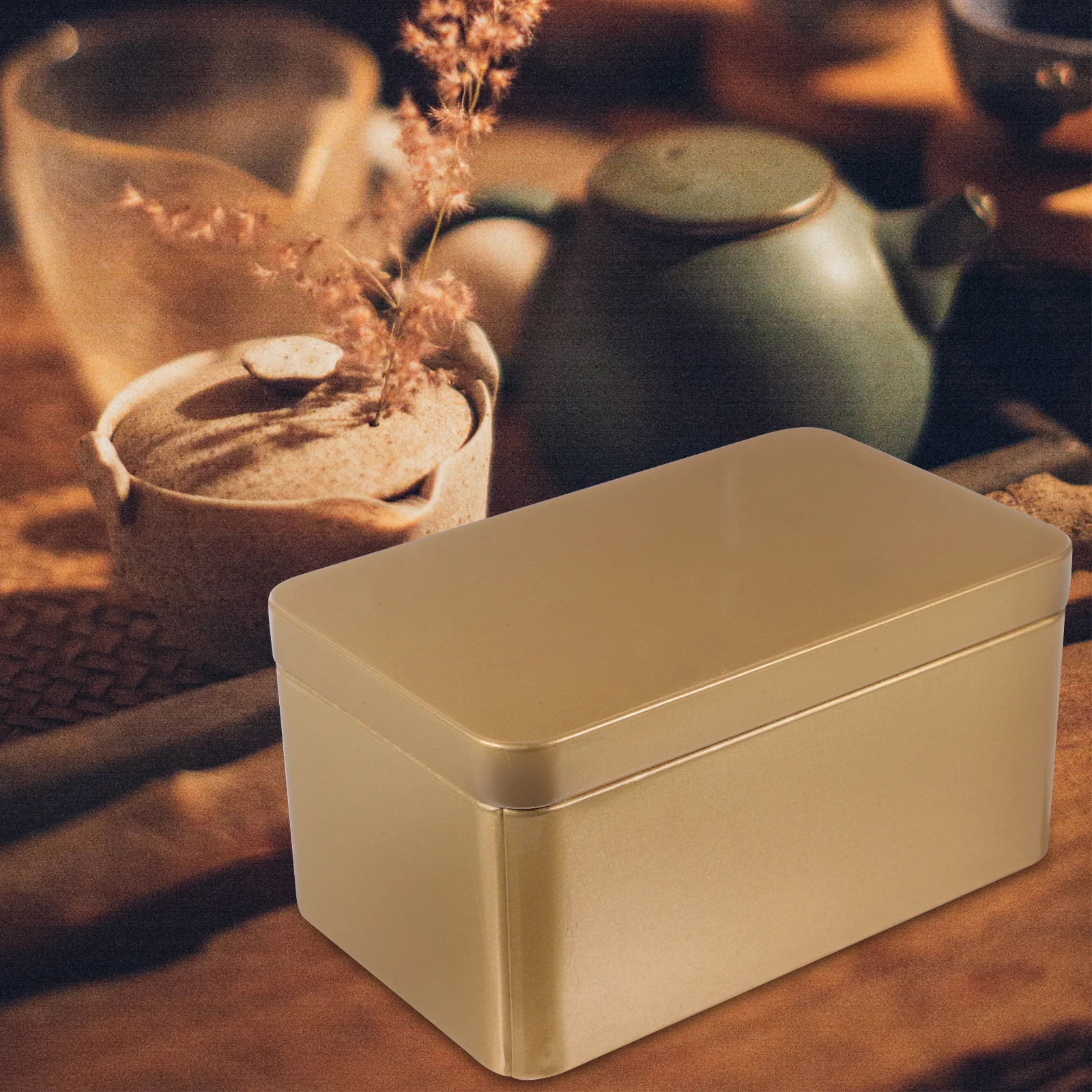 

Tinplate Tea Leaf Storage Container Rectangular Lid Box Red Item Candy Snack Tin Home Kitchen Bar Organizer Solution