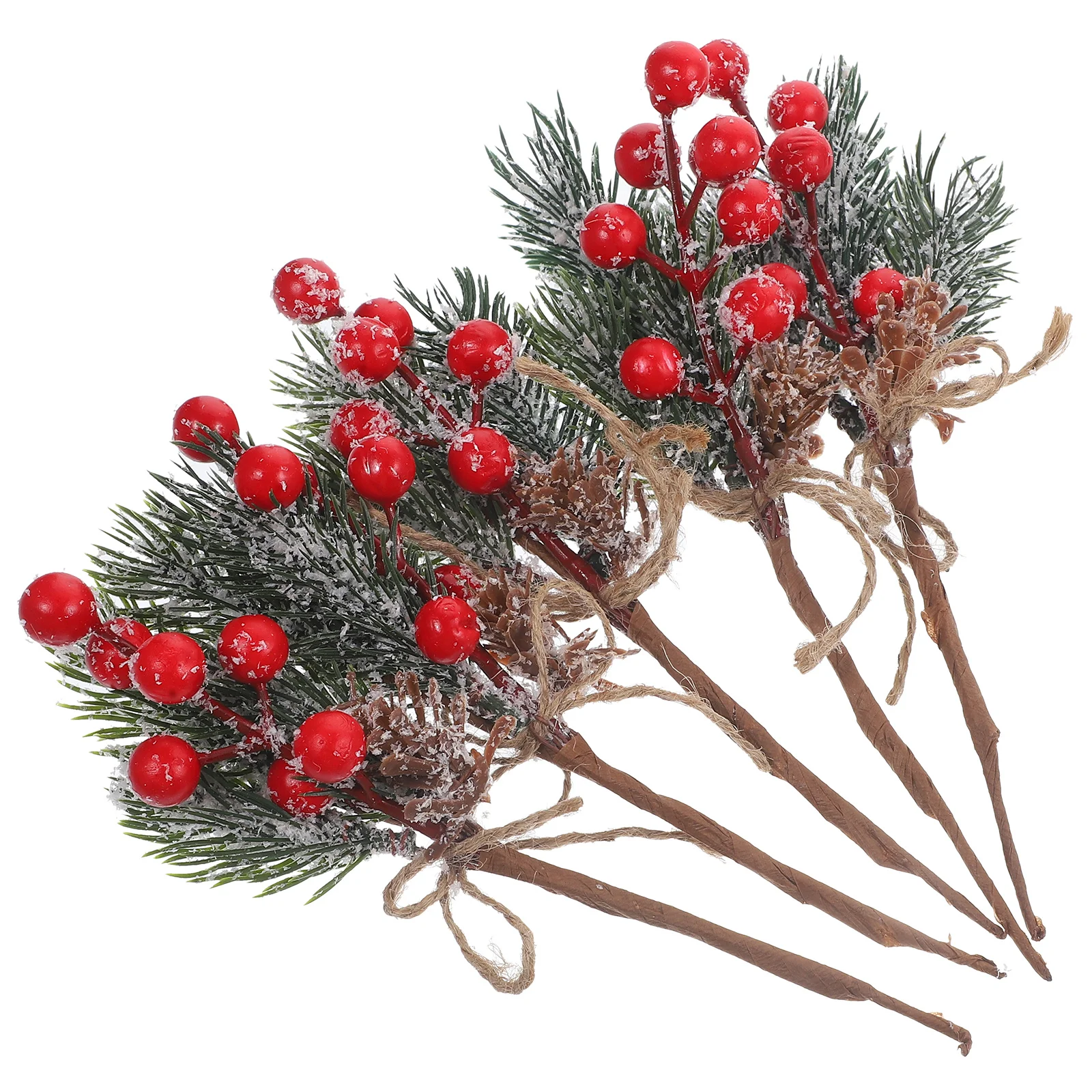 

5Pcs Red Berry Pine Branches Frosted Artificial Christmas Decor DIY Floral Picks Holiday Home Ornament Party Decoration
