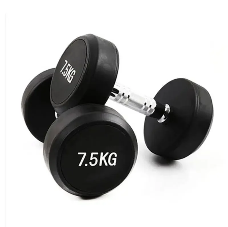 Gym Cheap Rubber Coated 5 Pound Dumbells 20kg Black Free Weights Hexagonal Dumbbell Set 15 kg