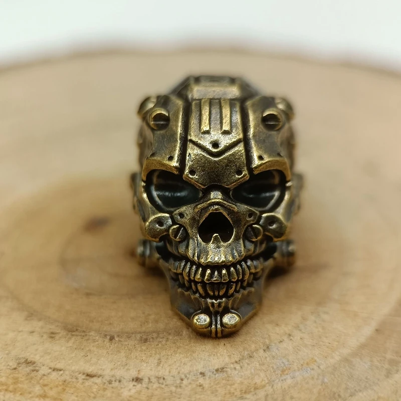 Mechanical Skull Head Brass Knife Beads EDC DIY Paracord Woven Bracelet Lanyard Pendant Accessories Outdoor Tool Hangings Charms