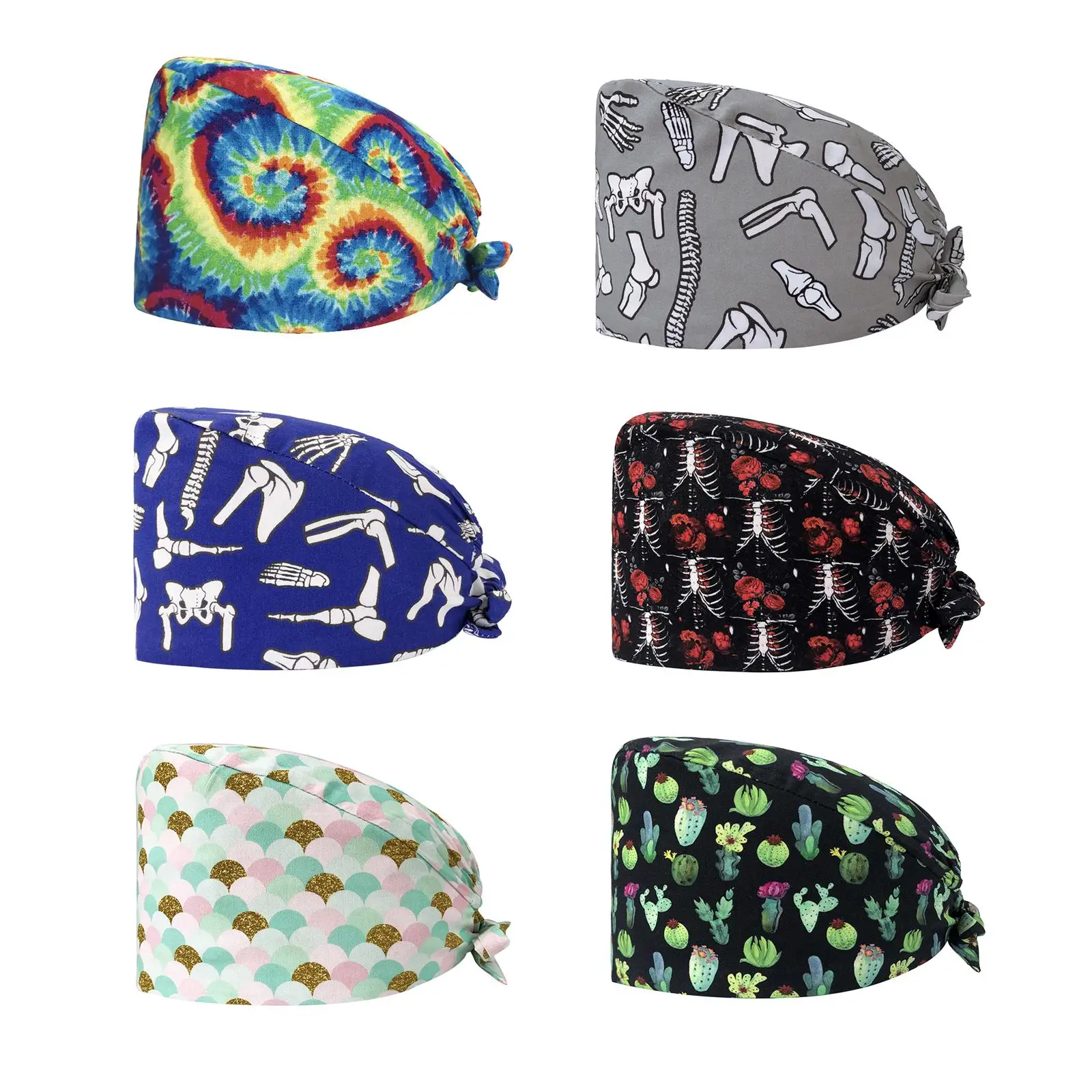 

Scrub Cap Printed Hospital Hat Workwear Comfortable Breathable Nursing Cap for Women Men Beauty Center Workers Adults Massaging