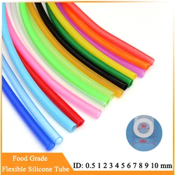 Tubo de silicona Flexible de grado alimenticio, Conector de agua de 1 metro ID 0,5, 1, 2, 3, 4, 5, 6, 7, 8, 9, 10mm, manguera de goma multicolor