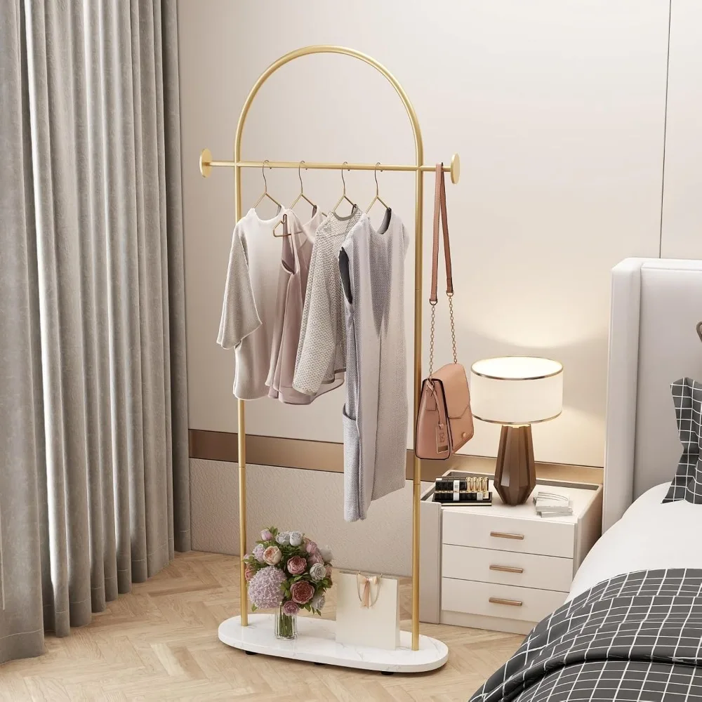 

Heavy Duty Freestanding Coat Rack with Marble Base & 2 Hooks for Entryway, Bedroom, Living Room, Boutiques, Coat Rack