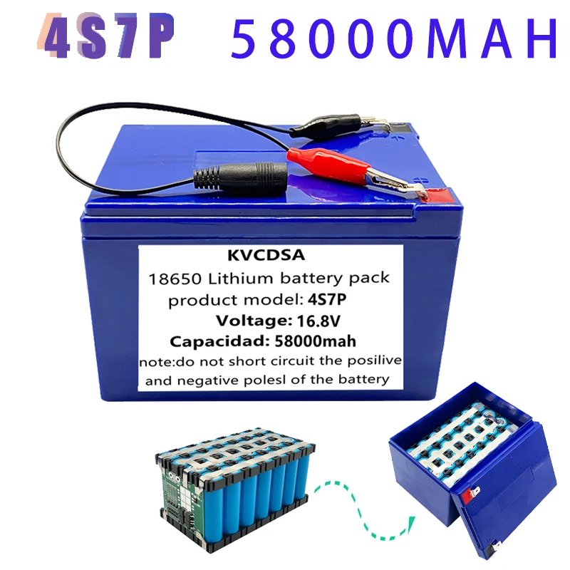 58000mah 4S7P Battery Pack Batterie for 16.8v Devices with BMS High Power Li-Ion Inverter Solar for Tourist Cars Equipment