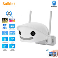 Saikiot CamHipro WIFI Dual Lens Camera 4X Zoom 4MP 8MP 180 Degree Fisheye Panoramic Onvif CCTV Security Outdoor PTZ Camera