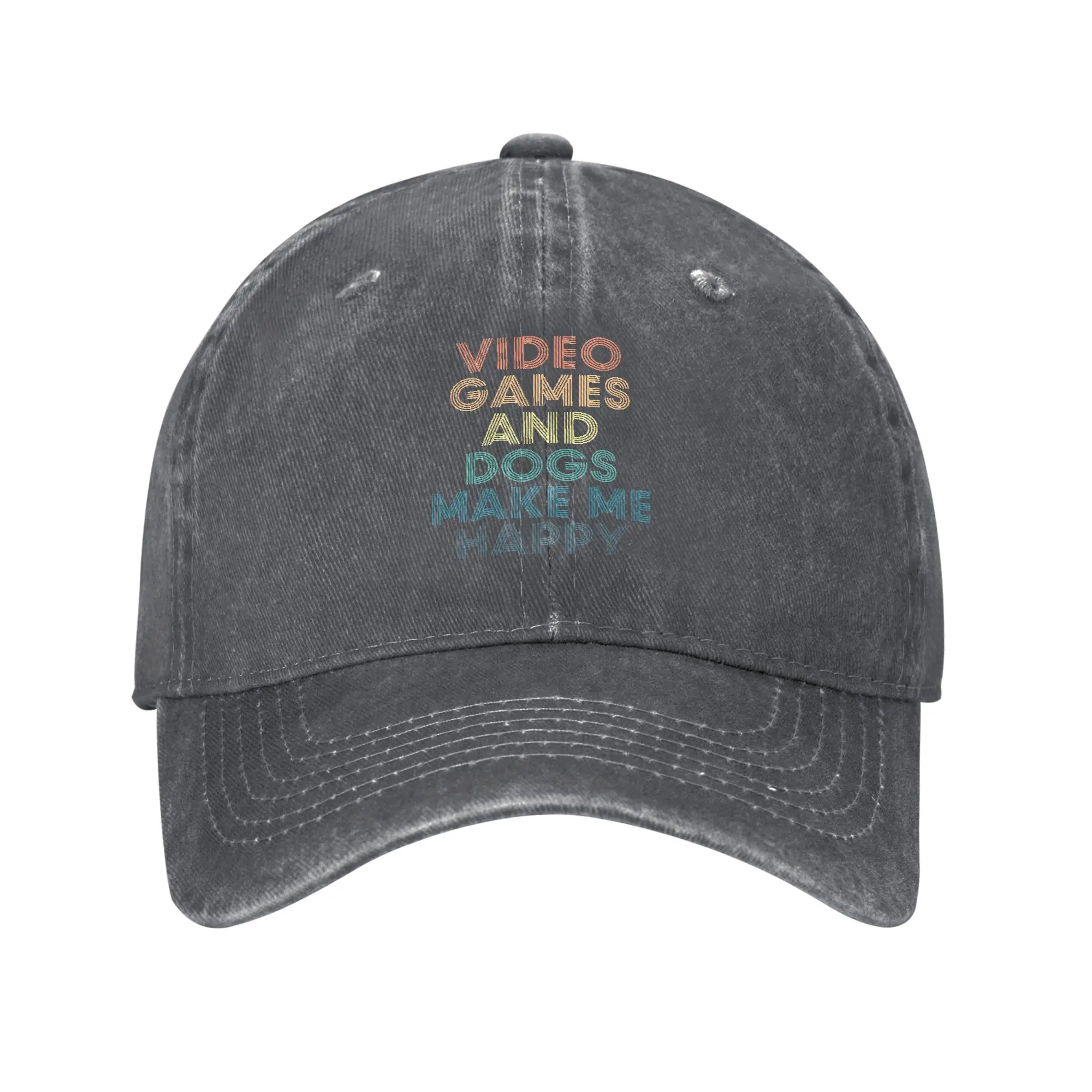 Fashion Video games And Dogs Make Me Happy- Gift for Video games   Dogs Fans baseball cap  Students Tennis Female