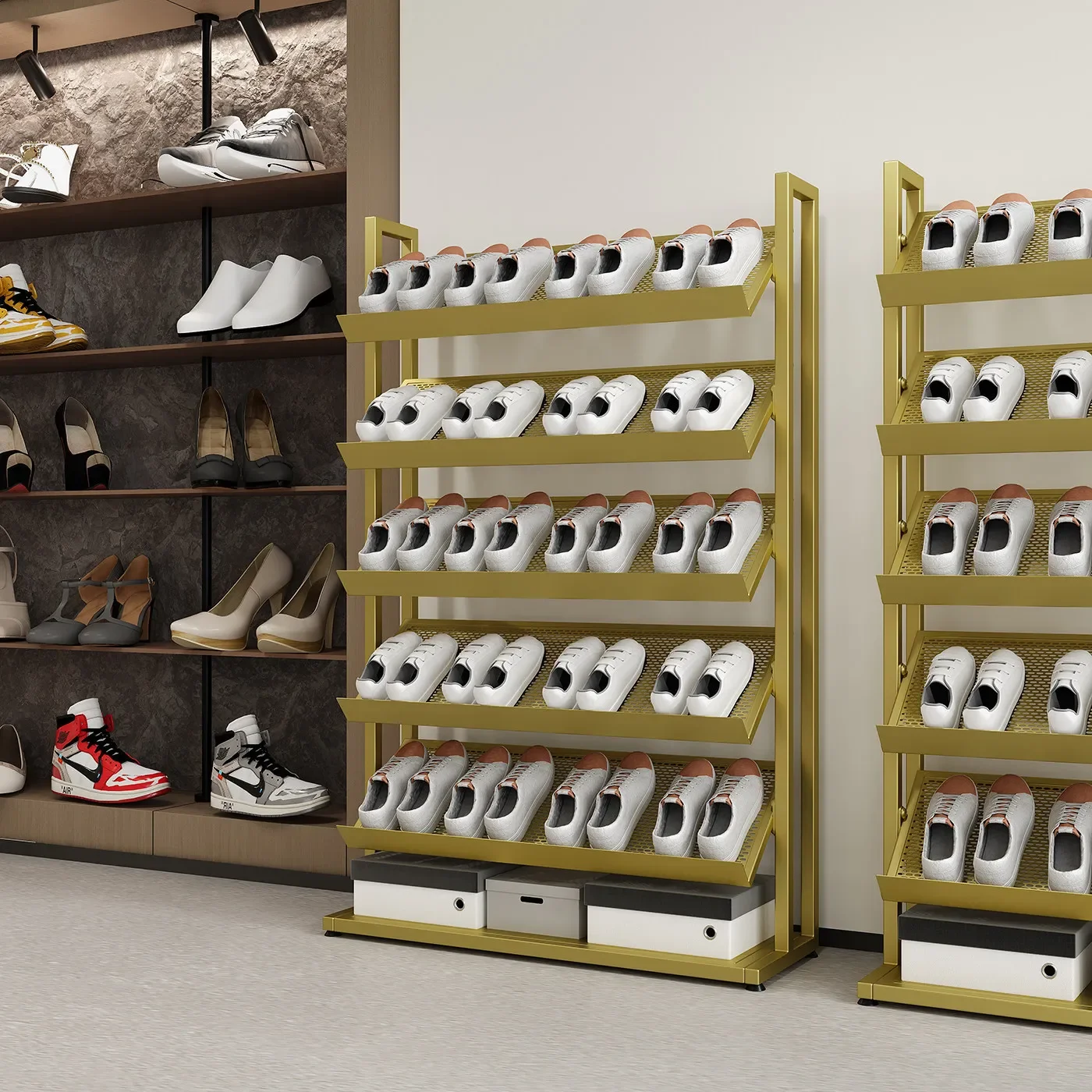 shoe display rack Pindou floor-to-ceiling display rack household shoe cabinet storage rack wrought iron multi-layer shelf