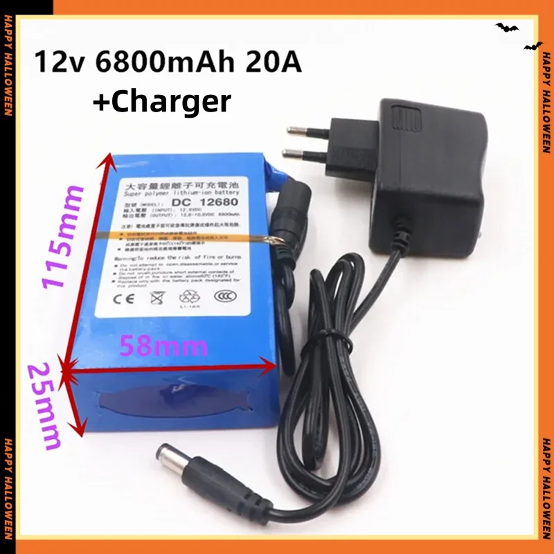 Rechargeable Li-ion Battery, High Capacity AC Charger, 4 Traffic Development Types, New, DC 12V, 6800mAh/9800mAh/20000 mAh