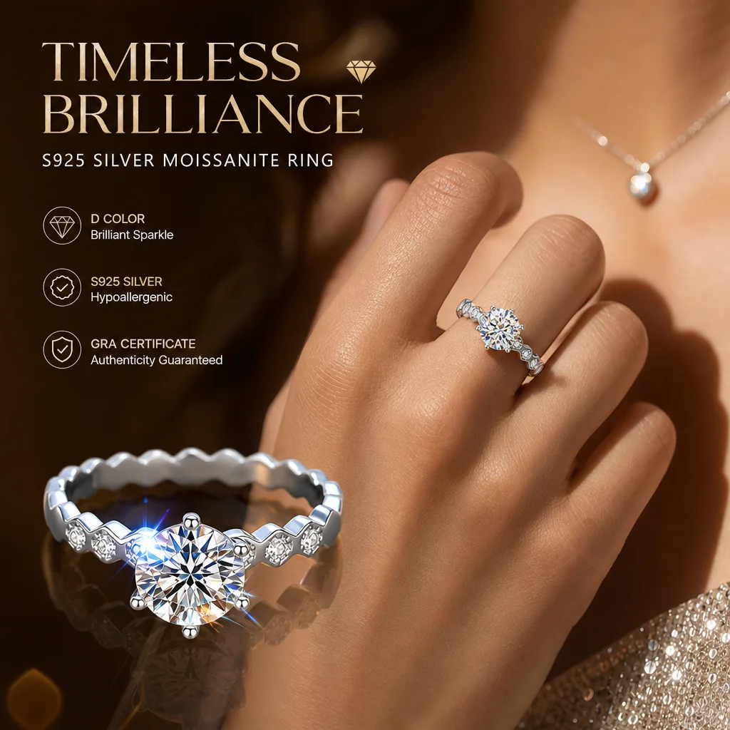 [Promotion]D VVS Sparkling With GRA Certificate Luxury Moissanite Rings Pass Diamond Tester S925 Sterling Silver For Women Gift