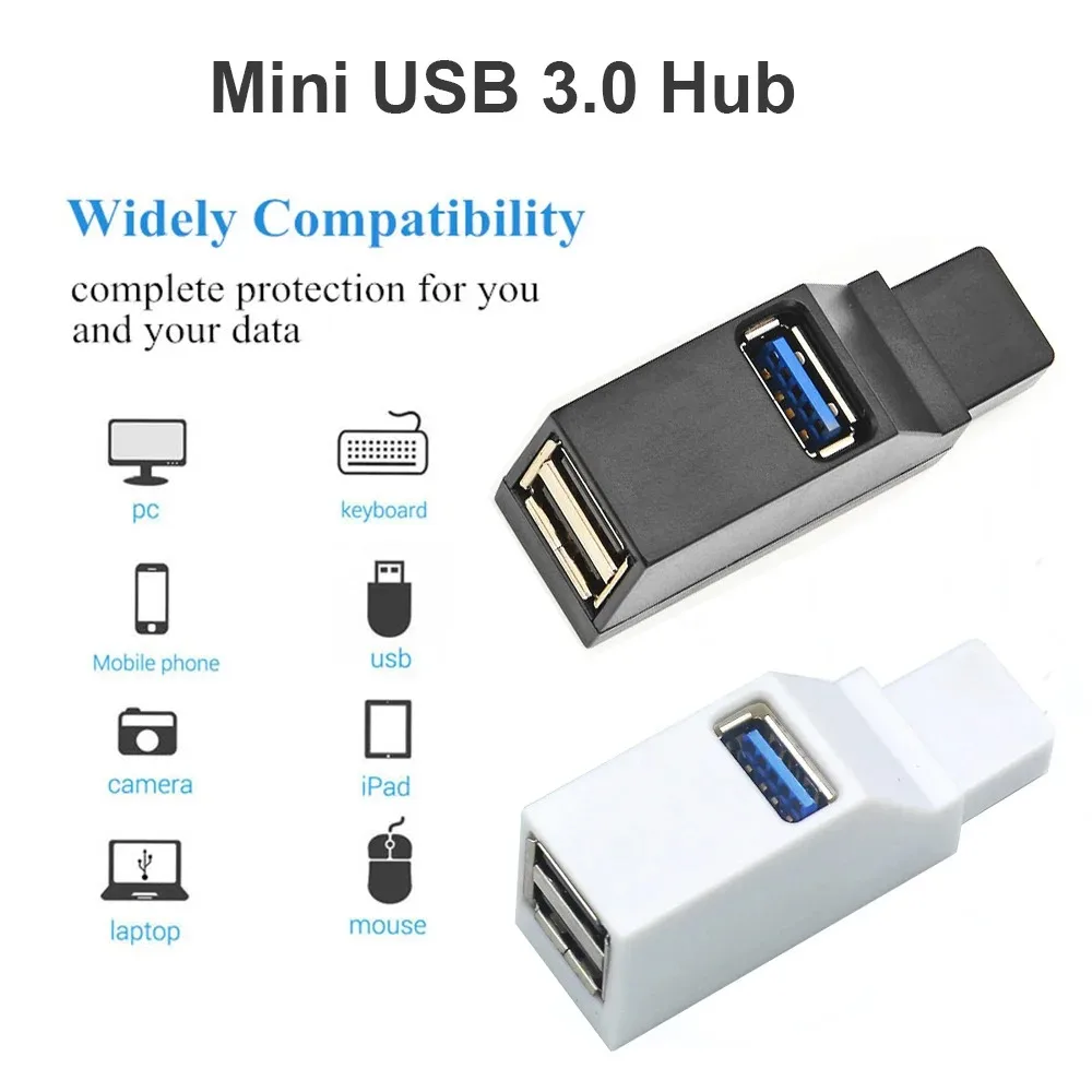 USB 3.0 محور محول موسع صندوق الفاصل الصغير 1 إلى 3 منافذ عالية السرعة USB 2.0 للكمبيوتر المحمول U القرص قارئ بطاقات #1