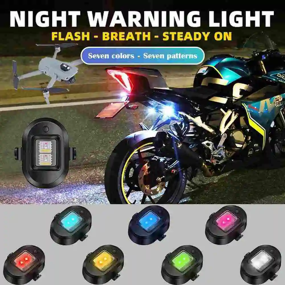 Universal LED Anti-collision Warning Light Mini Signal Light Drone with Strobe Light 7 Colors Turn Signal Light Indicator