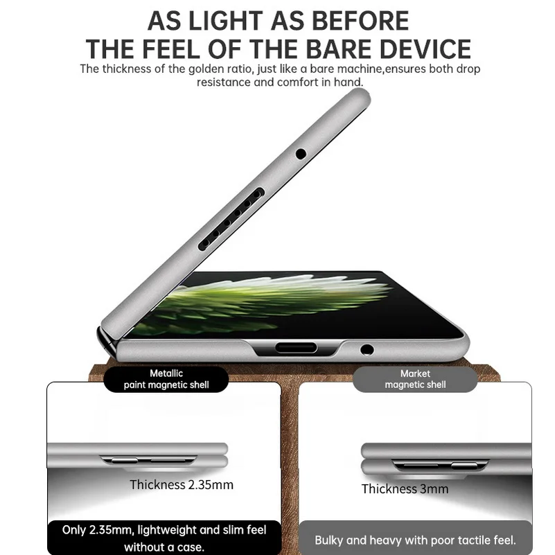 For Tecno Phantom VFold2 Ultra Thin Matte Metallic Paint for Magsafe Case for Tecno Phantom V Fold 2 Wireless Charging PC Cover