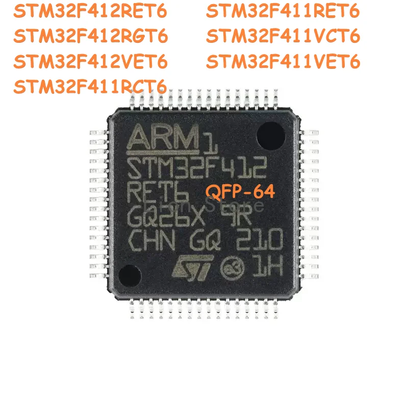 

10-100pcs/lot STM32F412RET6 STM32F412RGT6 STM32F412VET6 STM32F411RCT6 STM32F411RET6 STM32F411VCT6 STM32F411VET6 QFP-64 Chipset